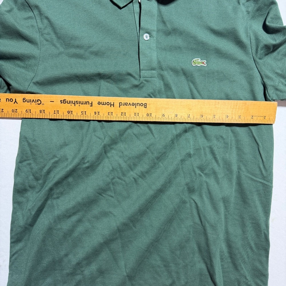 Lacoste Slim Fit Polo Shirt Mens XL Green Pique Cotton Short Sleeve Logo FR 6 - Picture 3 of 10